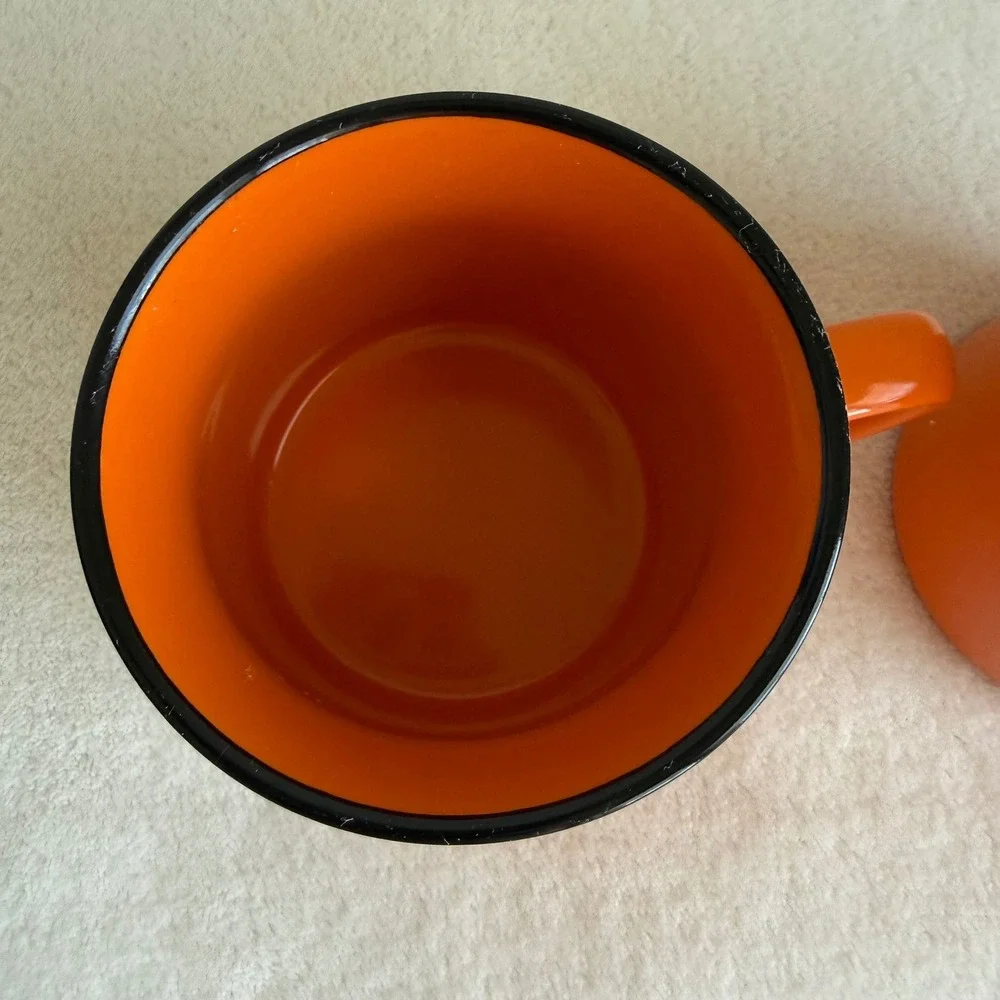 Set of 2 BULLEIT Whiskey Bourbon Ceramic Orange Mug‎ Cups Coffee Hot Toddy Cup
